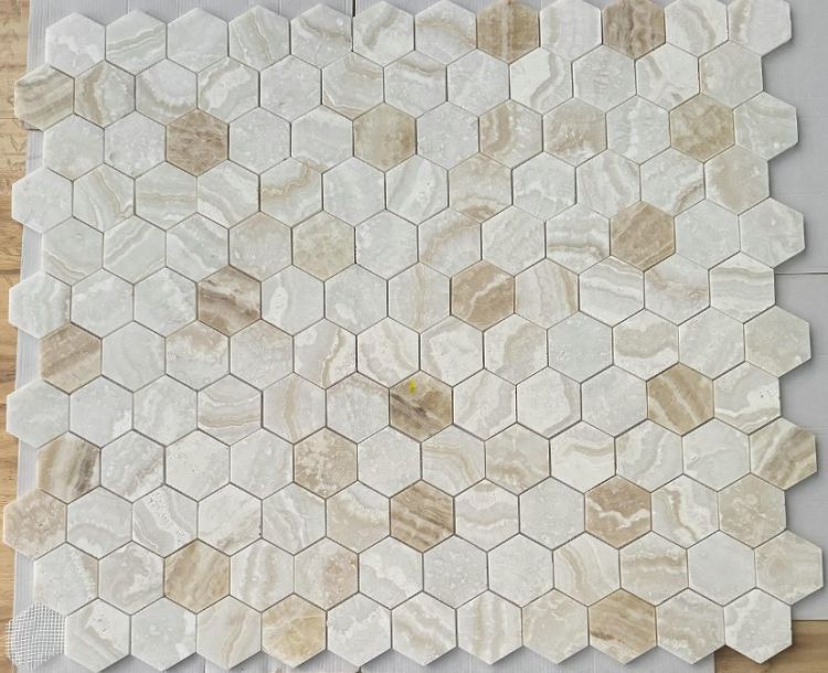 Hexagon Onyx Ivory Honed 3 x 3 10 x 11.5